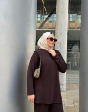 kahverengi modal aller omuz detaylı takım 3