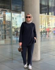 lacivert modal aller omuz detaylı takım