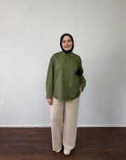 haki poplin basic gömlek 3