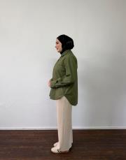 haki poplin basic gömlek 4