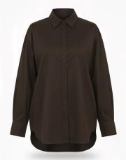 acı kahve poplin basic gömlek