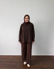 acı kahve poplin basic gömlek 2