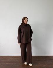 acı kahve poplin basic gömlek 6