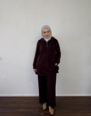 bordo modal yarım fermuarlı takım 2