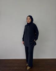 lacivert modal yarım fermuarlı takım 3