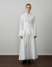 beyaz pamuklu kemer detaylı takım