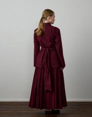 bordo pamuklu kemer detaylı takım 3