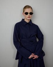 lacivert pamuklu kemer detaylı takım 4