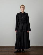 siyah pamuklu kemer detaylı takım