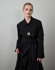 siyah pamuklu kemer detaylı takım 4