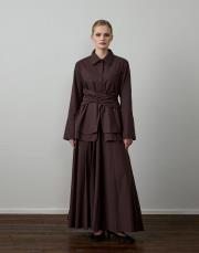 acı kahve pamuklu kemer detaylı takım