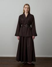 acı kahve pamuklu aksesuarlı takım