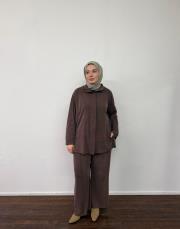 kahverengi örme sırt allerli takım 2