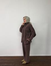 kahverengi örme sırt allerli takım 6