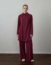 fuşya modal karışımlı omuz detaylı takım