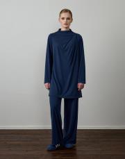 lacivert modal karışımlı omuz detaylı takım