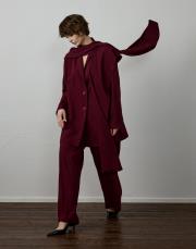 bordo adriana seyyar fular detaylı takım 3