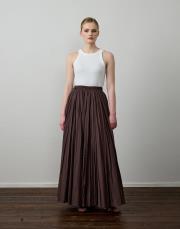 kahverengi pamuklu godeli hafif kraşlı etek