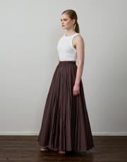 kahverengi pamuklu godeli hafif kraşlı etek 2