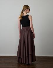 kahverengi pamuklu katlı etek 3