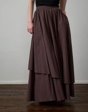 kahverengi pamuklu katlı etek 4