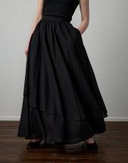 siyah pamuklu katlı etek 4