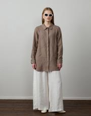 vizon %100 keten dikiş detaylı gömlek