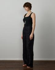 siyah %100 keten cep detaylı pantolon 2