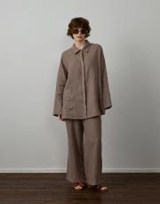 vizon %100 keten seyyar kemerli gömlek