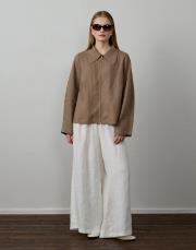 karamel %100 keten kısa ceket