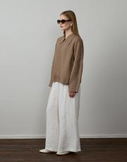 karamel %100 keten kısa ceket 2