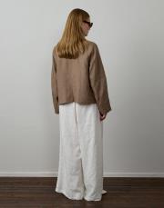 karamel %100 keten kısa ceket 3