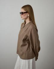 karamel %100 keten kısa ceket 4