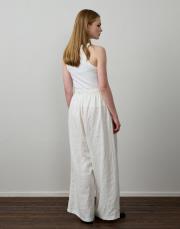 beyaz %100 keten punteriz dikiş pantolon 3