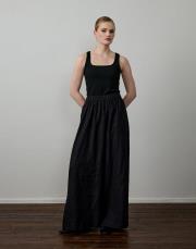 siyah %100 keten punteriz dikiş pantolon 2