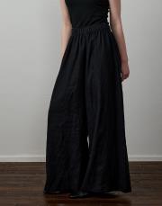 siyah %100 keten punteriz dikiş pantolon 3