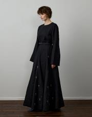 siyah %100 keten nakışlı elbise 2