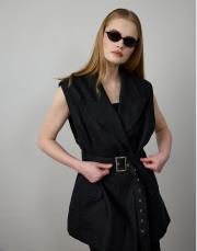 siyah %100 keten yelek 5