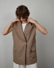 karamel %100 keten yelek 4