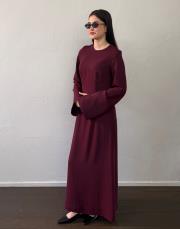bordo adriana klasik elbise 3