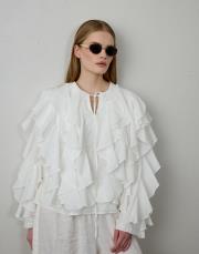 beyaz pamuklu fırfırlı bluz 2