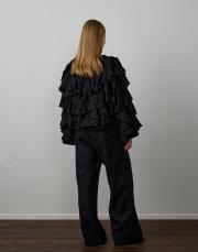 siyah pamuklu fırfırlı bluz 2