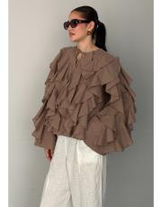 vizon pamuklu fırfırlı bluz 2