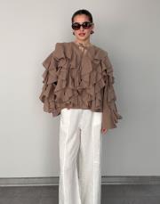 vizon pamuklu fırfırlı bluz 3