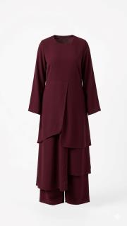 bordo krep parçalı takım