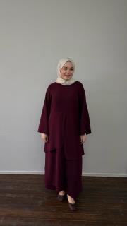 bordo krep parçalı takım 2