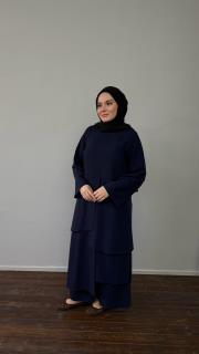 lacivert krep parçalı takım 2