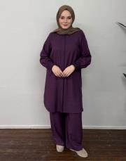 mürdüm mimoza keten dokulu nervür detaylı takım 3