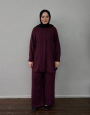 bordo keten dokulu bağlama detaylı takım