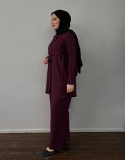 bordo lale keten dokulu bağlama detaylı takım 3